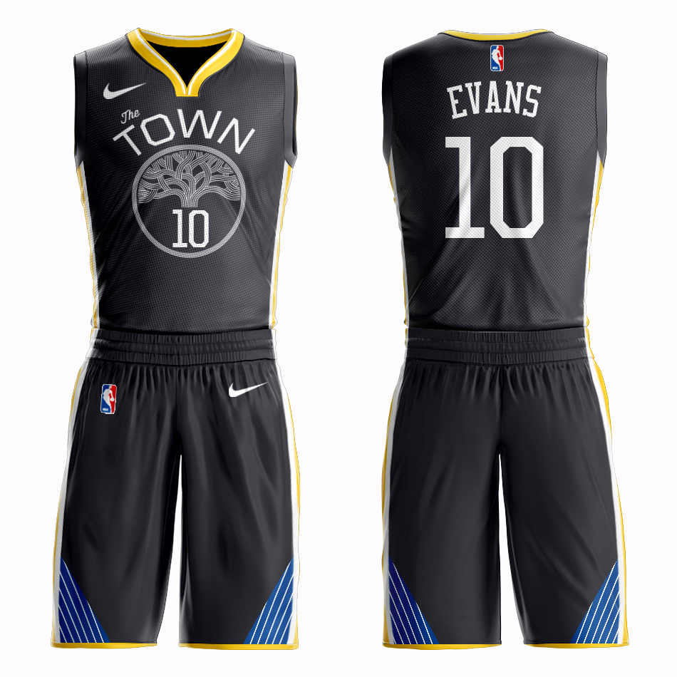 Men 2019 NBA Nike Golden State Warriors #10 Evans black Customized jersey